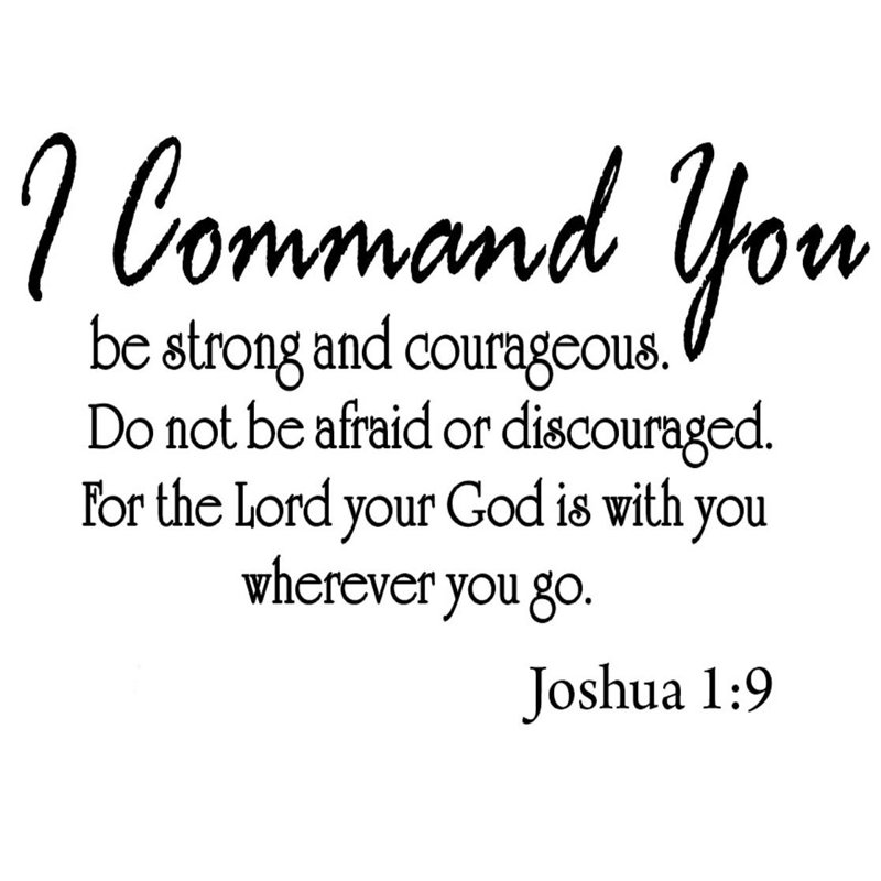 Décalcomanie murale courageous joshua 1-9 de la "i command you be strong" Grasty, H 21 po x l 35,5 po