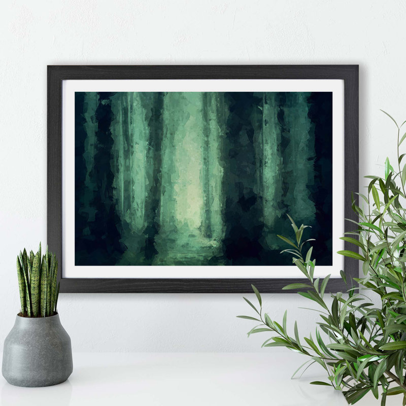 Green Misty Forest - Framed Print, Black, 45cm H x 63cm W x 2cm D