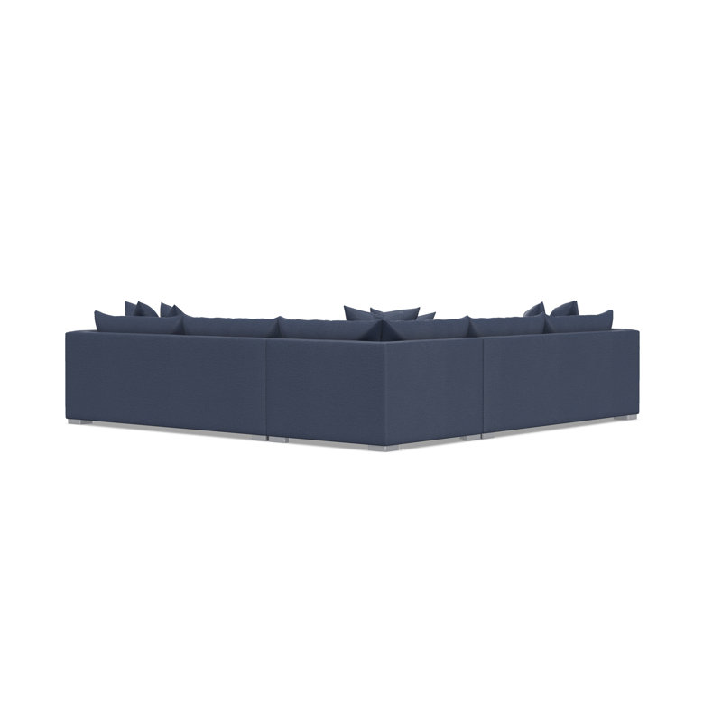 Sectional, Blue Polyester, 32.5" H x 120.5" W x 120.5" D