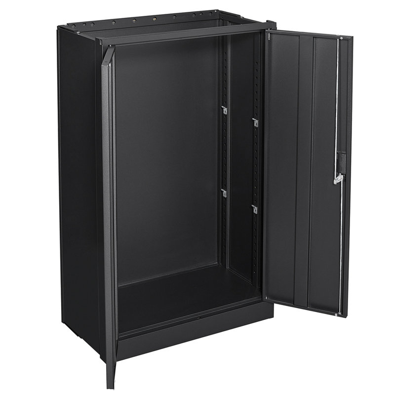 Black Metal Folding Storage Cabinet – Locking Doors, Adjustable Shelf, Folding Filing Locker For Home Office/school/garage, Easy Assembly, Compact Transportable Design