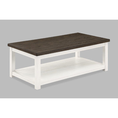 Contemporary Brown White Rectangular Coffee Table With , Strong And For Living Area In White, Wooden Legs, Style