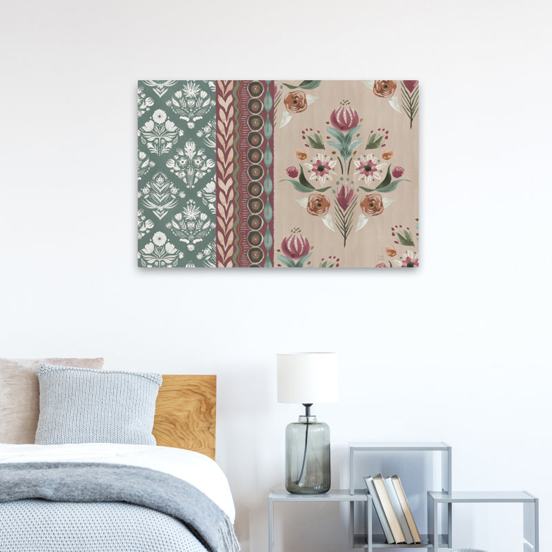 Impressions I contemporain bleu floral beige crème, H 36 po x l 24 po