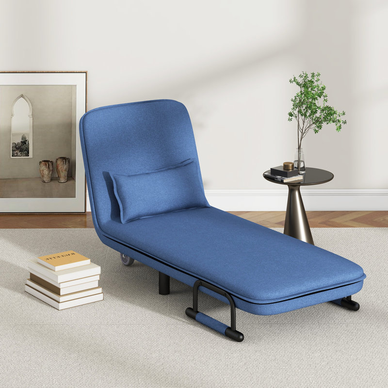 Damyla Twin 26.5'' Upholstered Futon Chair, Blue Polyester Blend