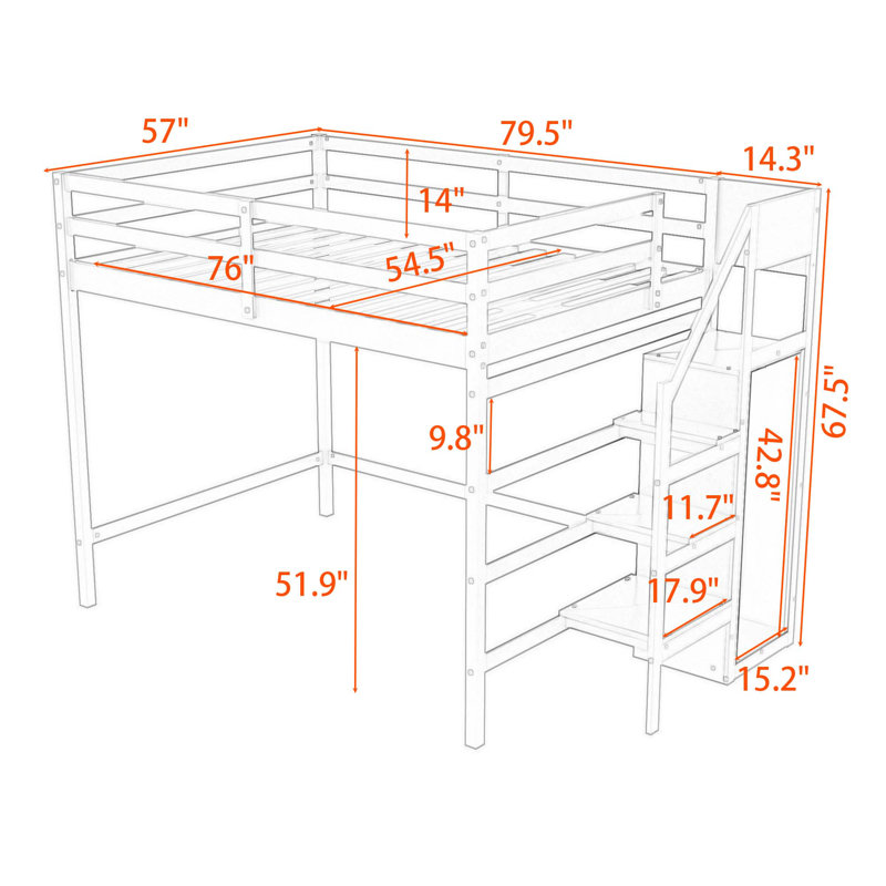 Lit mezzanine double Etasha par Harriet Bee, Blanc