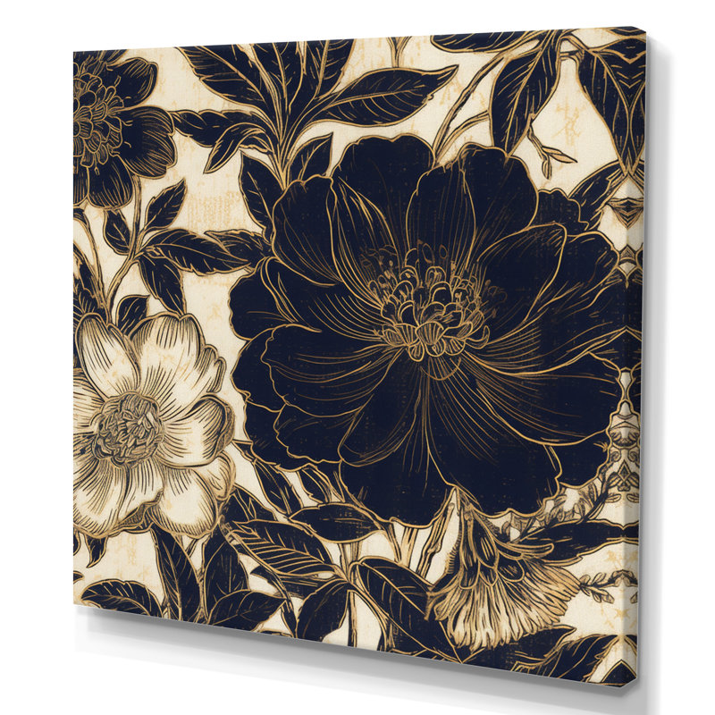 «Rytis Blue Gold Carnation Flower II», reproduction sur toile, H 16 po x l 16 po x P 1 po, Toile tendue