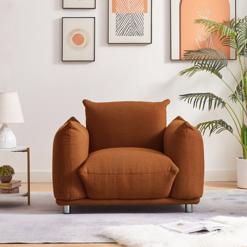 Fauteuil d'appoint Accent Chair, Rust Red Cotton Linen