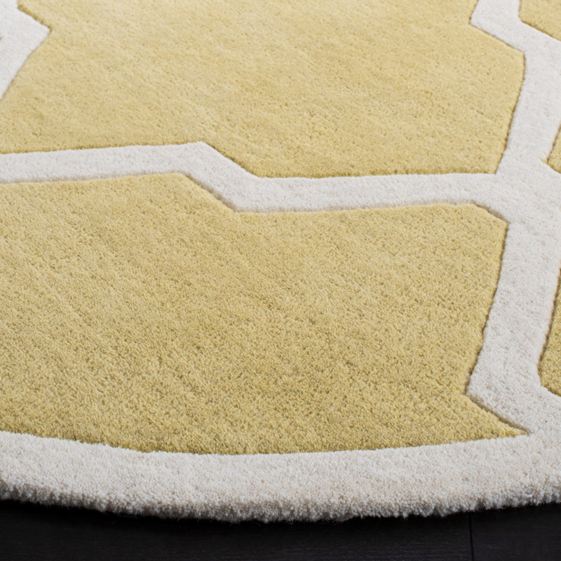 Carolene Hand Tufted Wool Geometric Rug, Round 7'