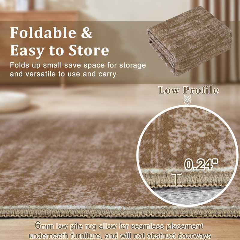 Machine Washable Rug with Rubber Backing for Living Room Modern Non-Slip Dining Room Rug Easy-Cleaning Solid Floor Carpet for Bedroom Hallway Kitchen Office Playroom