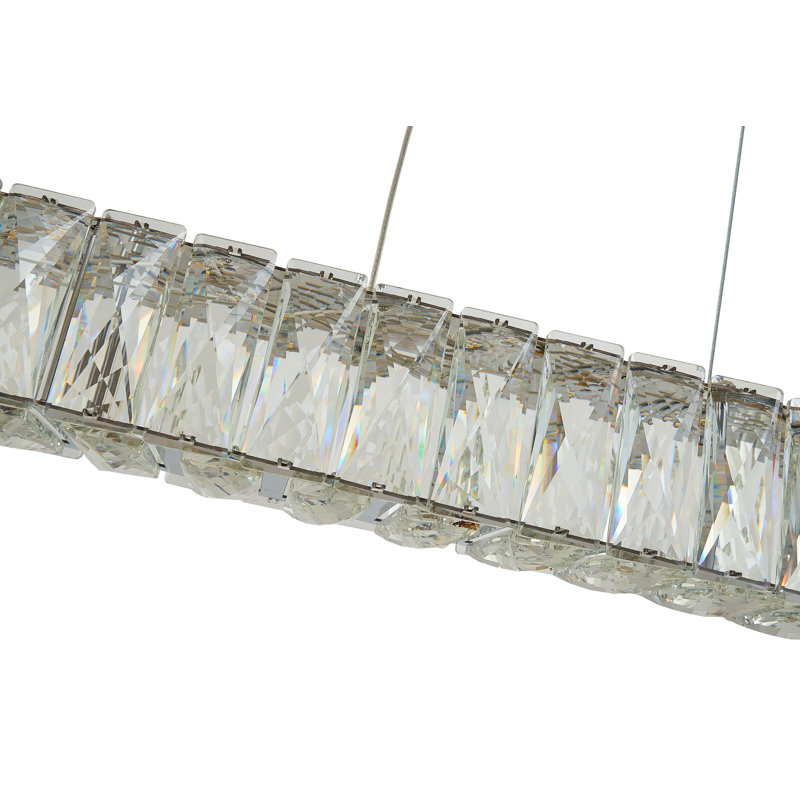 Lustre 4 lumières DEL chrome avec cristaux transparents