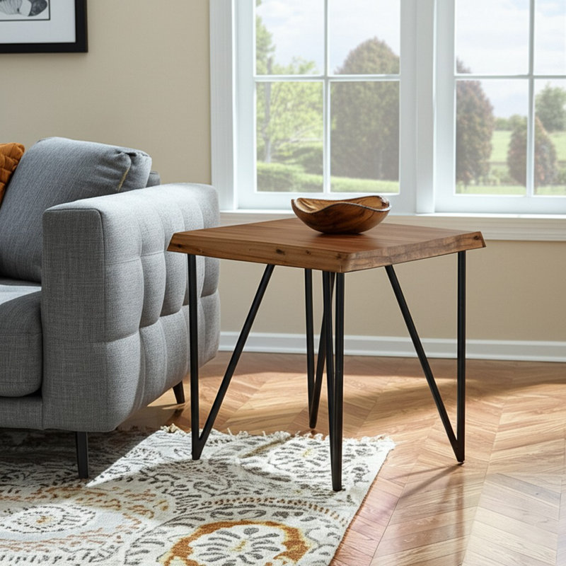 Table de bout / lampe, noyer clair