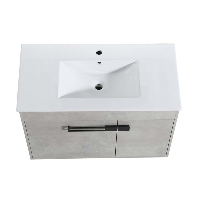 Meuble-lavabo simple 36 po avec lavabo, Gris ciment
