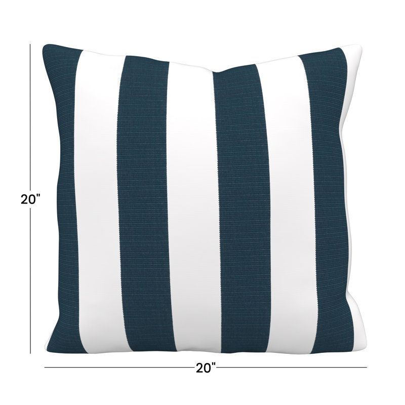 Amala Sunbrella® Indoor/Outdoor Throw Pillow, Sunbrella® Refuge Indigo Striped
