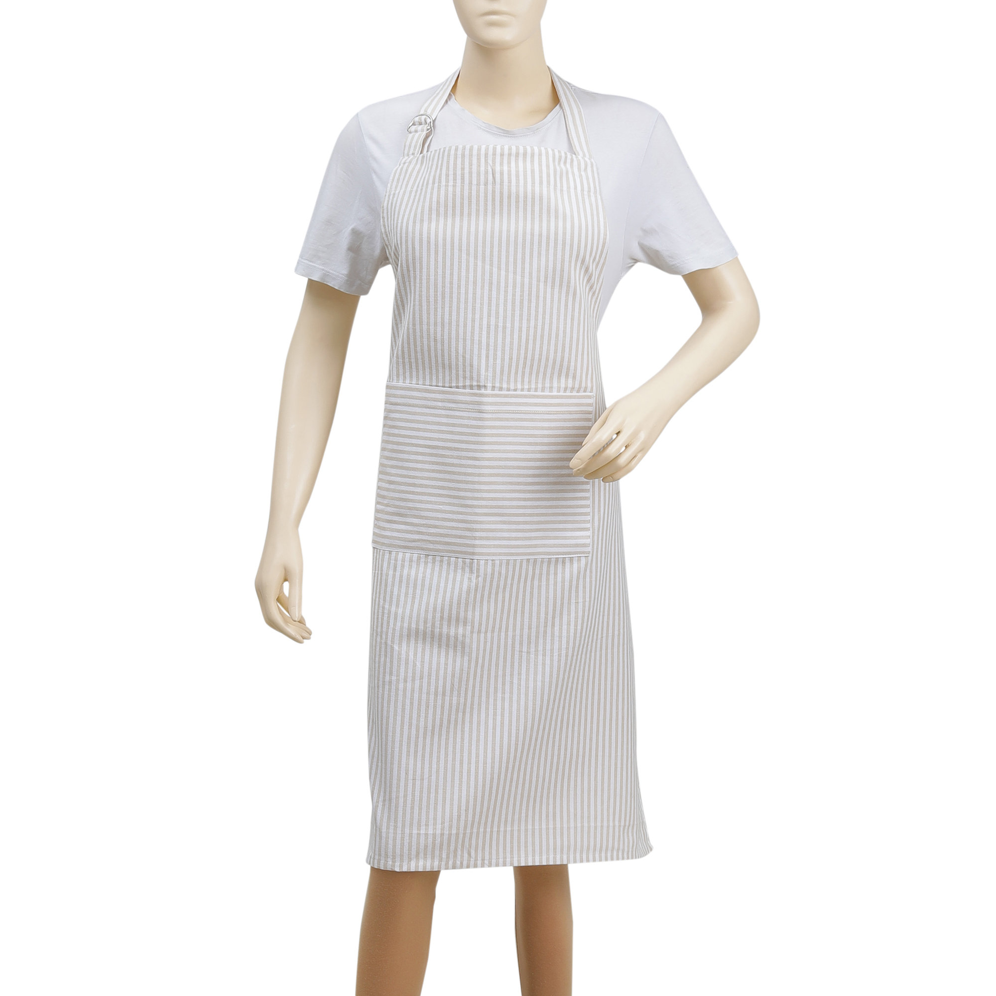 Cotton Apron, Extra Large, Beige/White