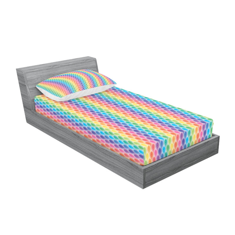 Multicolore ensemble de draps et taies décoratives Ambesonne, Ensemble de draps pour lit simple avec deux taies 