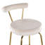 Tabouret de bar à hauteur fixe avec pivot en métal doré et velours crème - ensemble de 2