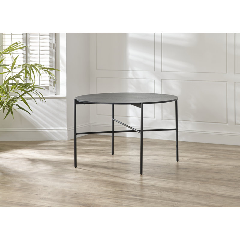 Holgate Round Metal Base Dining Table, Black Ash