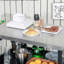 Chariot de barbecue extérieur à trois tablettes avec plateau en acier inoxydable, poignée latérale, support de four à pizza multifonctionnel 32 po x 20,5 po, table de préparation des aliments mobile sur roulettes, noir