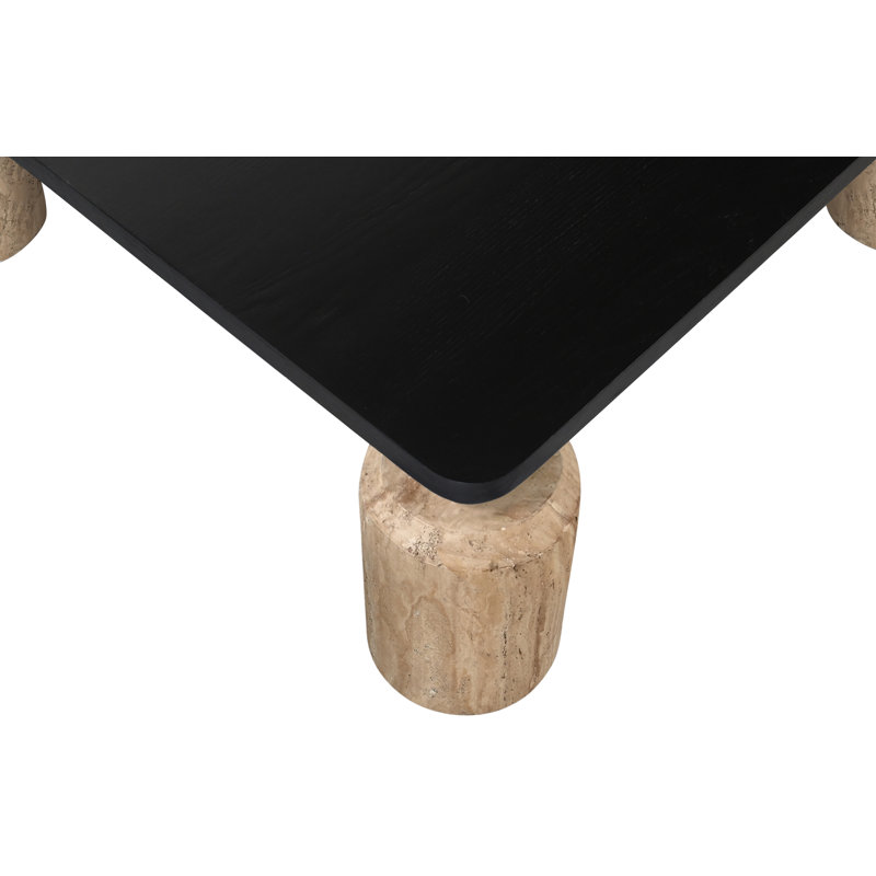Table basse Ferrara, Noir, Travertin beige
