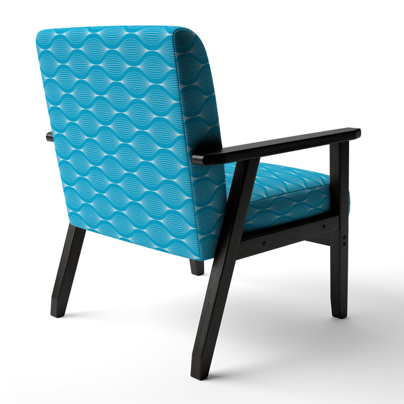 Madyn - Motif à vagues bleu clair - Fauteuil rembourré Mid-Century