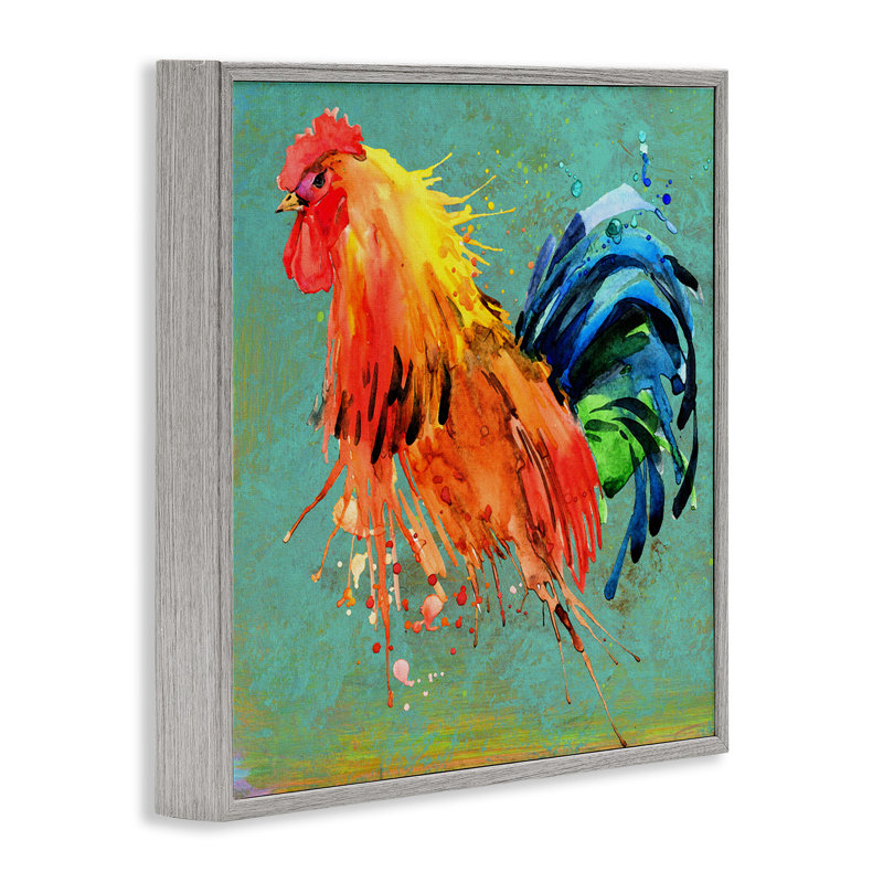 Urban Urban Rooster Splash - Peinture, H 17 po x l 17 po, Estampe numérique Farmhouse