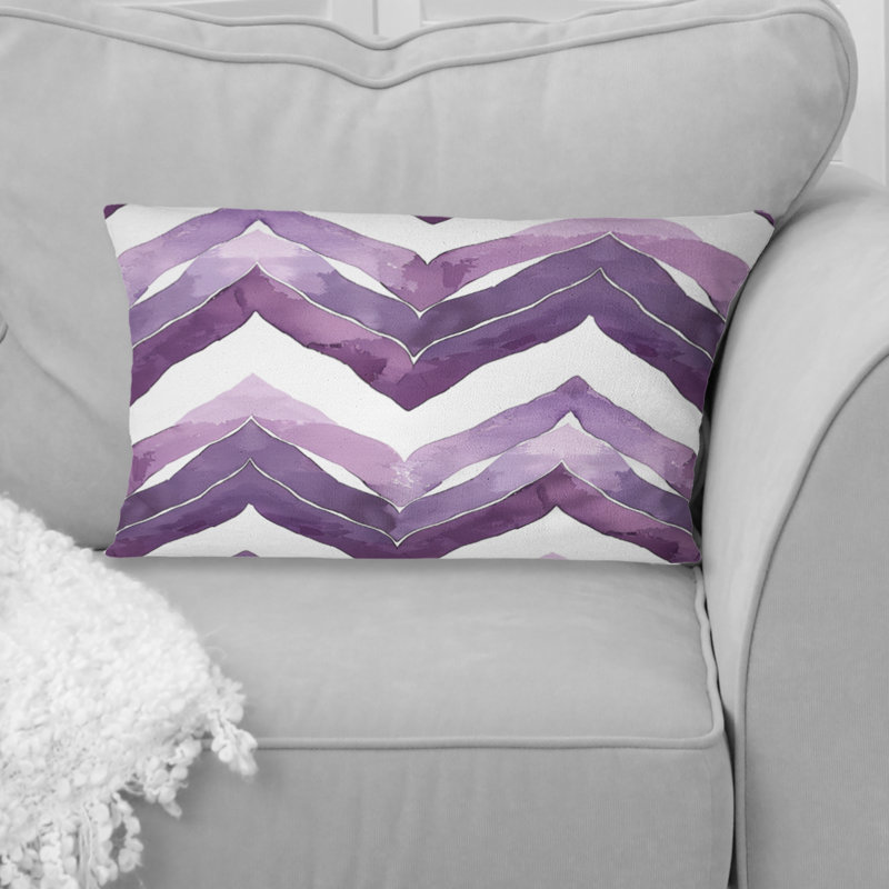 Coussin lombaire mauve blanc à chevrons Bliss