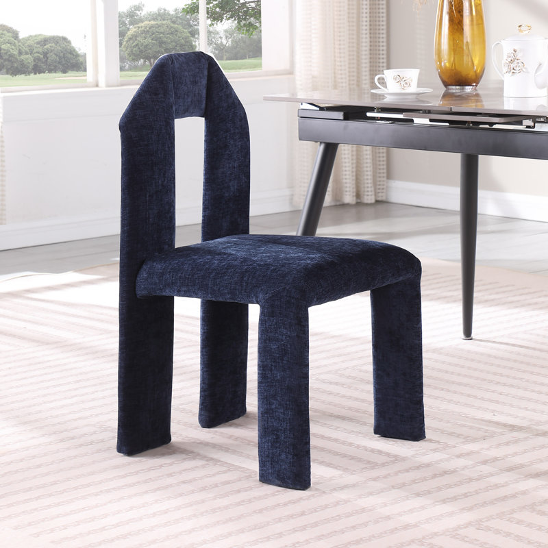 Jaicee Upholstered Dining Chair, Navy Chenille Fabric