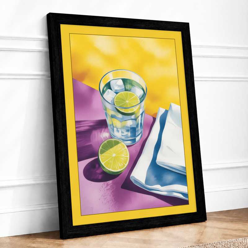 Water and Lime Modern - Framed Print, A2 - 59.4 x 42.0 cm, Black