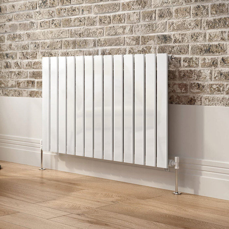 iBathUK Belgravia Horizontal Single Slim Flat Panel Radiator, 60cm H x 98.8cm W x 5.2cm D, White