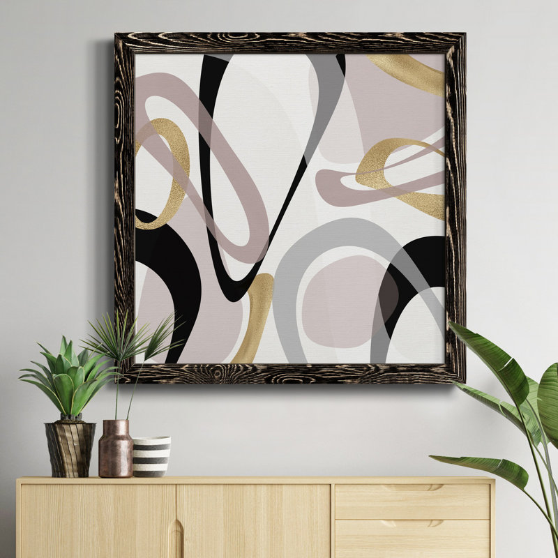 Toile encadrée marbrée or I-Premium - prête à être accrochée, H 31,5 po x l 31,5 po x P 1,5 po, Cadre noir