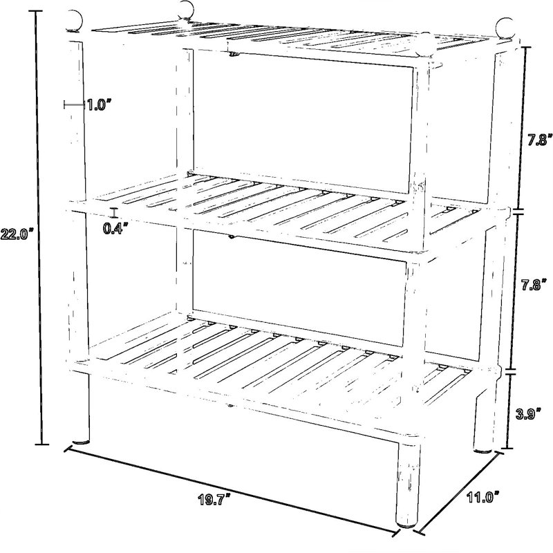 Étagère à chaussures en bambou pour placard, étagère à chaussures empilable et autoportante, rangement robuste pour l'entrée, le garage et les petits espaces.