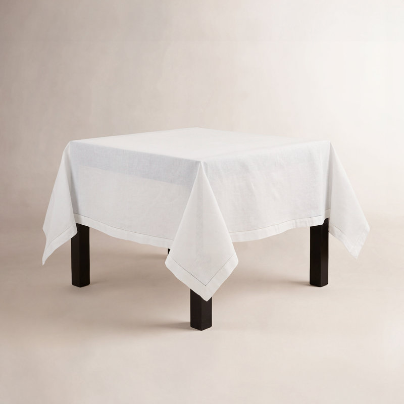 Gelder Hemstitched Tablecloth, White, 84" L x 65" W