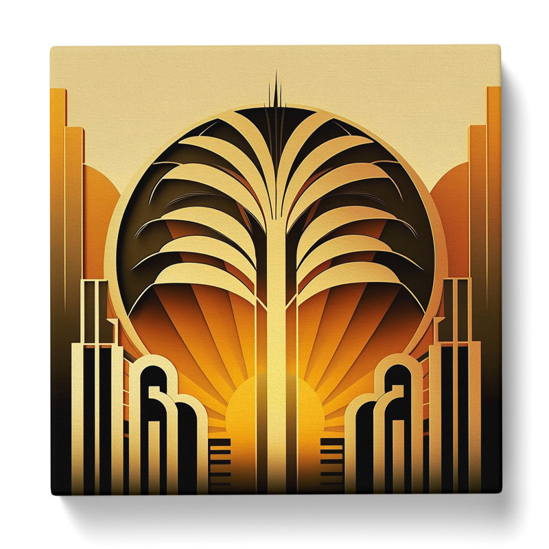 Art Deco Sunset Ornamental - Print, 50cm H x 50cm W x 3cm D