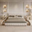 Lit plateforme tapissier en chenille moderne avec quatre tiroirs sous le lit-1093215327-1093215298