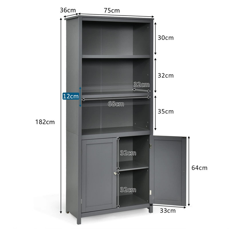 Ashante 71.6cm H Standard Bookcase, Grey