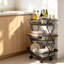 Chariot de cuisine à roulettes, étagère de rangement utilitaire à 3 niveaux pour salle de bain, buanderie, salon, bureau et petits espaces, étagère pliable et multifonctionnelle