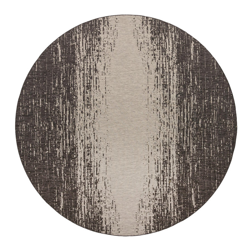 Tapis intérieur / extérieur gris anthracite / gris Pindall, Rond 13 pi