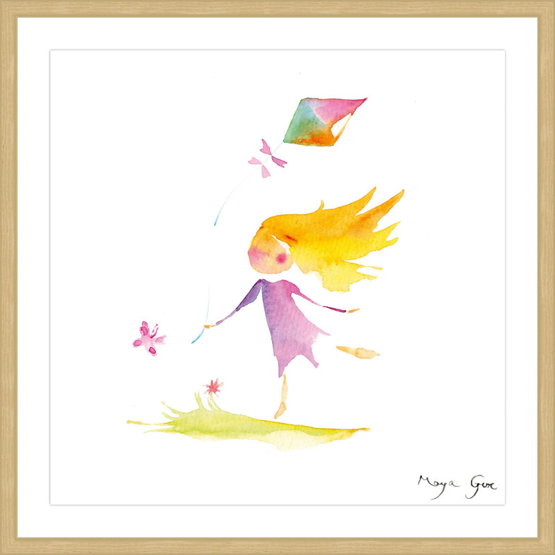 «Girl with Kite» par Maya Gur, reproduction encadrée, H 12 po x l 12 po x P 1,5 po