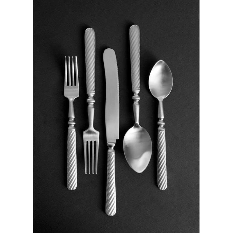 Marcigny Brushed Stainless Steel 5-Piece Flatware Set