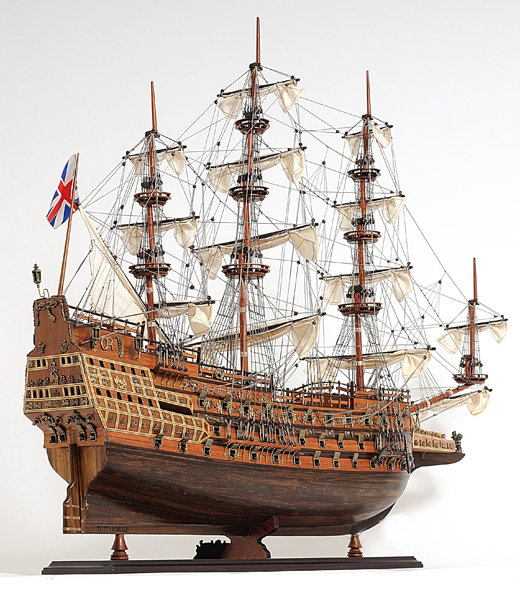 Bateau miniature Sovereign of the Seas, H 22 po x l 38 po x P 13 po