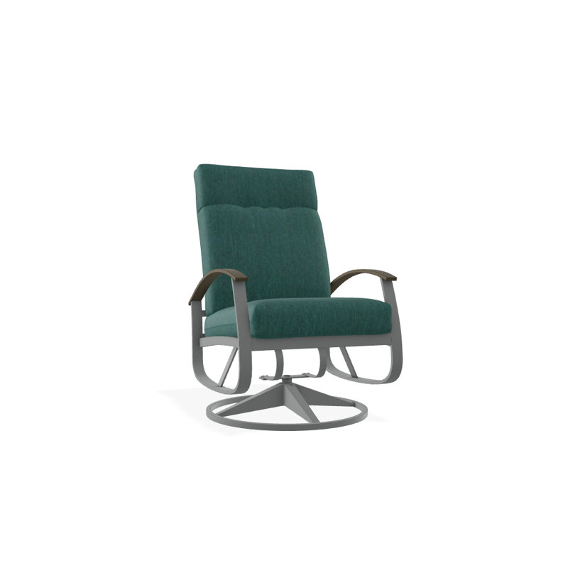 Chaise berçante pivotante réglable avec coussins Askar, Tissage uni Sunbrella® brise coulée, Bois de plage P40