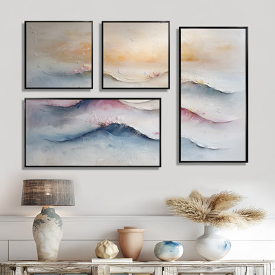 Parallel Streams of Lavender Coastal Horizon II - Coastal Large, art mural 4 pièces