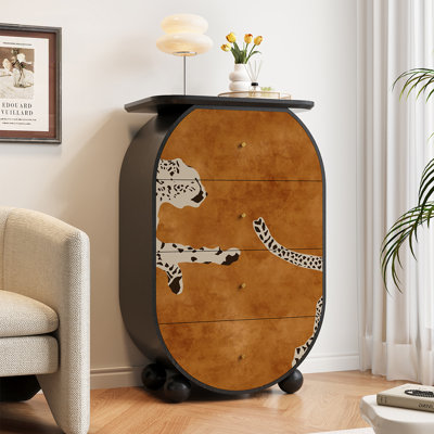 Vitrine en bois massif à motif animalier