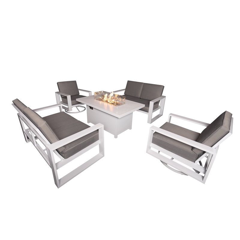 Ensemble repas extérieur pour 6 personnes Makennah, H 25,2 po x L 55,11 po x l 33,46 po