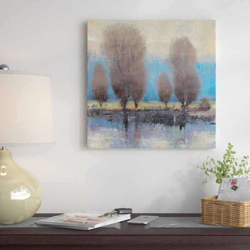 « on the horizon ii », reproduction d’art sur toile tendue, H 18 po x l 18 po x P 1,5 po, Toile avec cadre noir, Pas de tapis