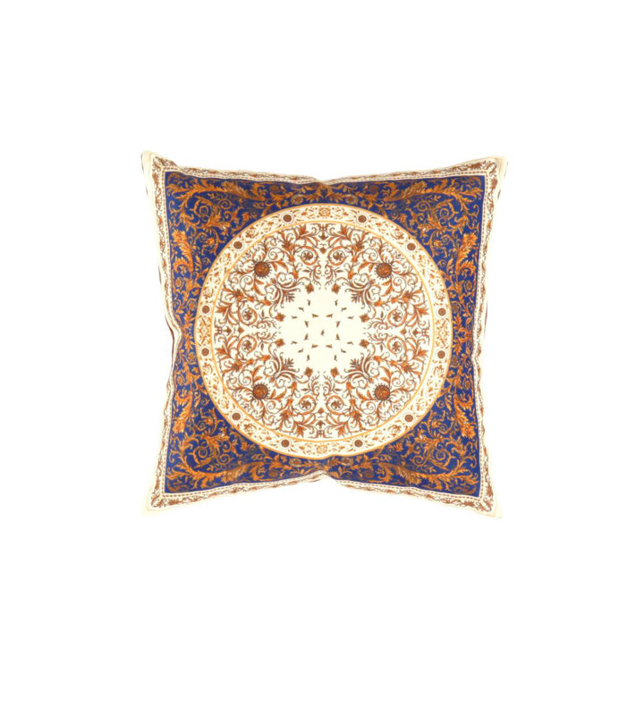 Square Pillow Cover & Insert, Square 16", Navy Blue/Beige/Gold/Brown Oriental