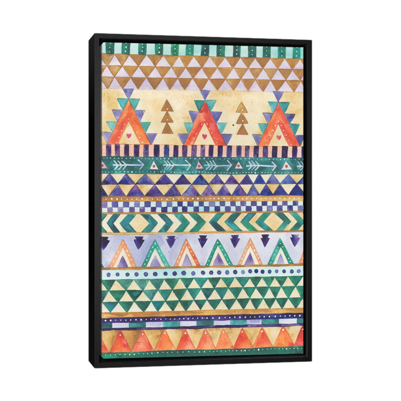 «Aztec», reproduction d'art sur toile, Toile avec cadre noir, H 48 po x l 32 po x P 1,5 po, Pas de tapis