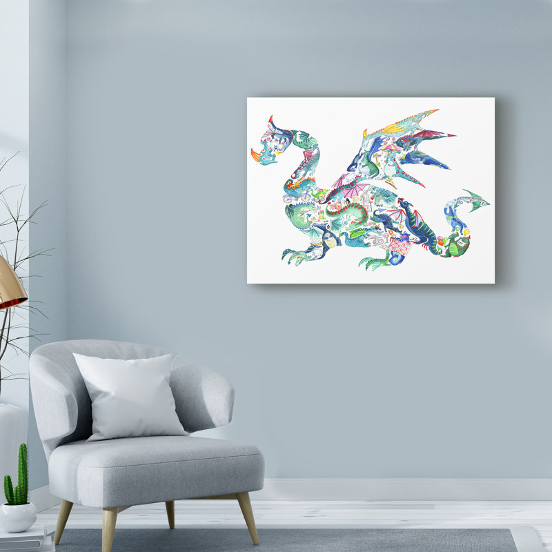 « dragon collage », reproduction d’impression sur toile tendue, H 18 po x l 24 po x P 2 po