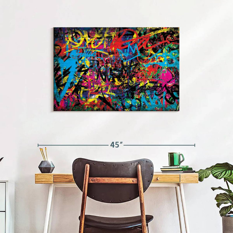 Abstract Graffiti Canvas Print, 24" H x 36" W x 1.25" D