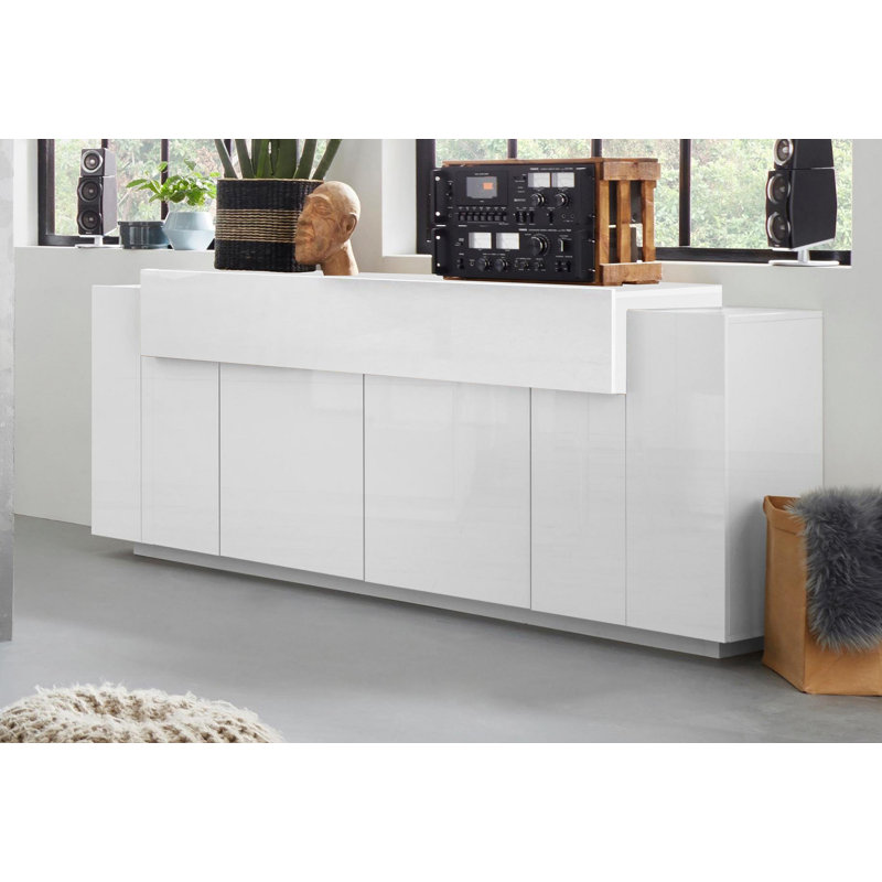 Aadaya 200cm Sideboard, Matte White/Glossy White