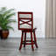 Tabouret pivotant à dossier en X de 24 po de hauteur comptoir, finition cerisier, siège en tissu beige-222915881-222915874